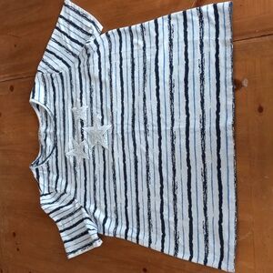 Womans Breckenridge Striped Navy and White Stars Top 1X
